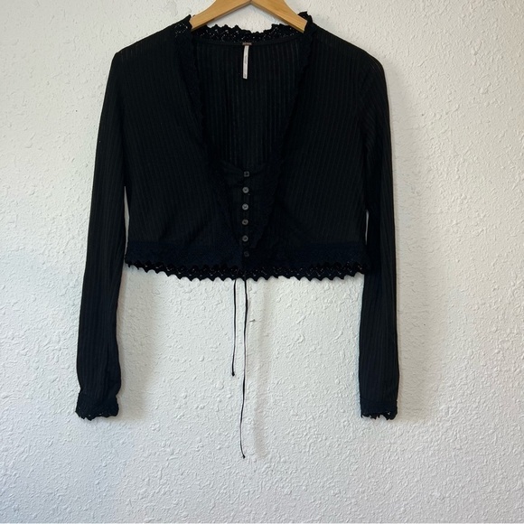 Free People Third Date Top Crochet Button Tie XS - Picture 4 of 11